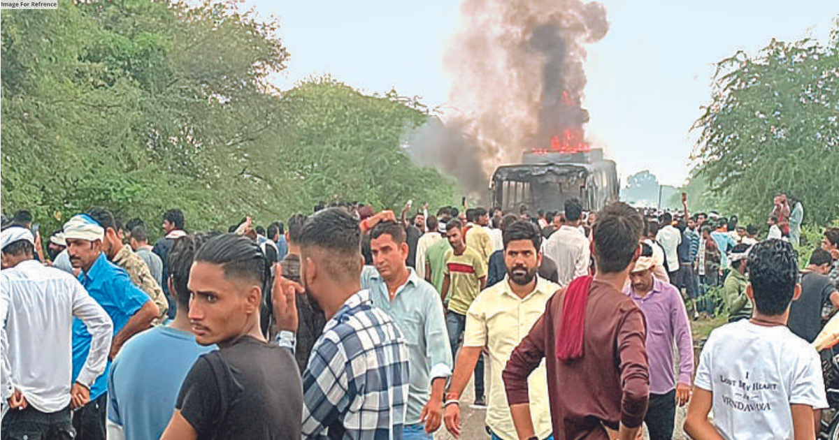 Dinesh Meena murder: Bus set ablaze by villagers